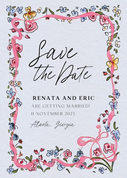 Flourished love - save the date card