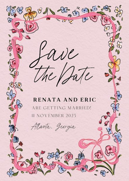 Flourished love - save the date card