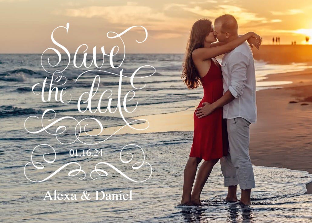 Flourished love photo - save the date card