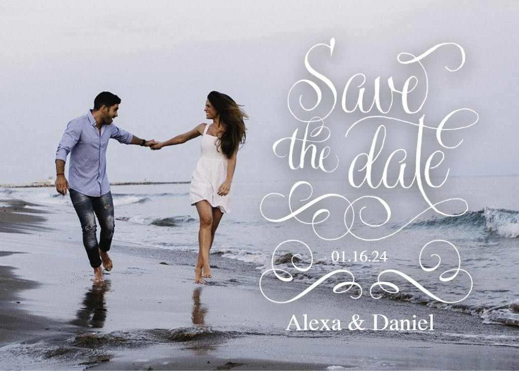 Flourished love photo - save the date card