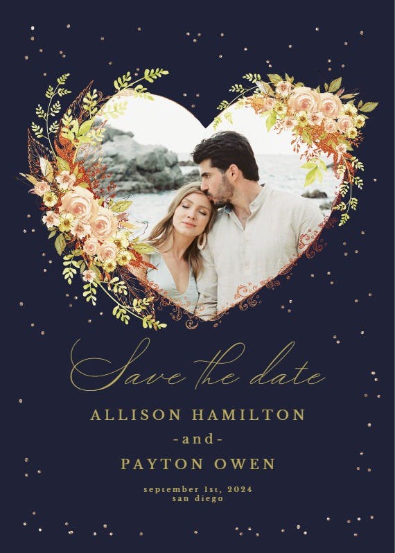 Flower heart - save the date card