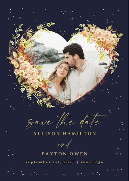 Flower heart - save the date card