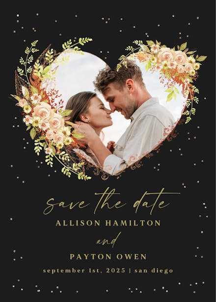 Flower heart - save the date card