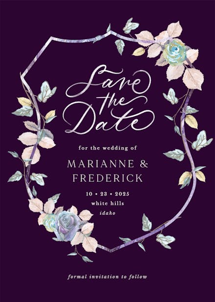 Flower shield - save the date card