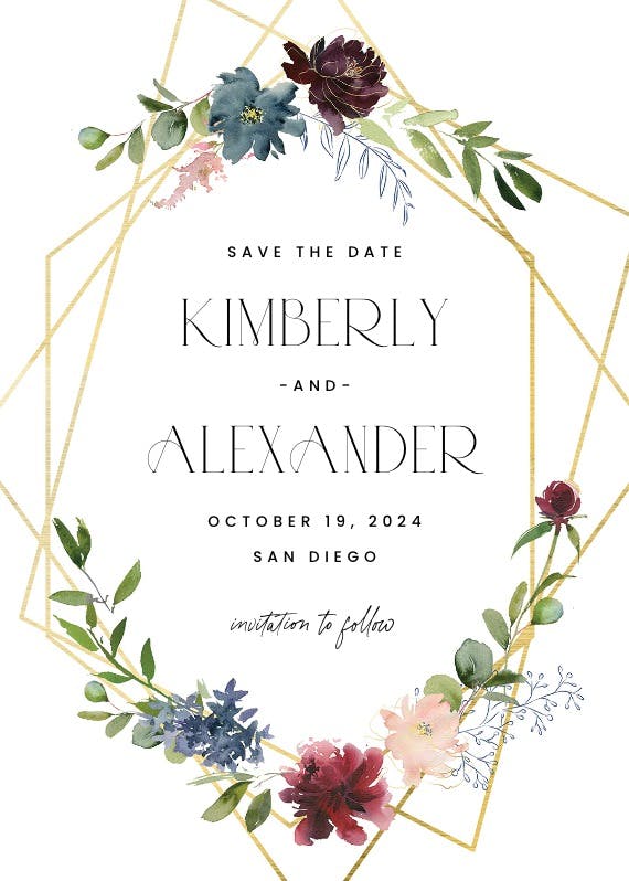 Geometric & flowers - save the date card
