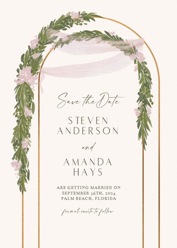 Gilded garden - save the date card