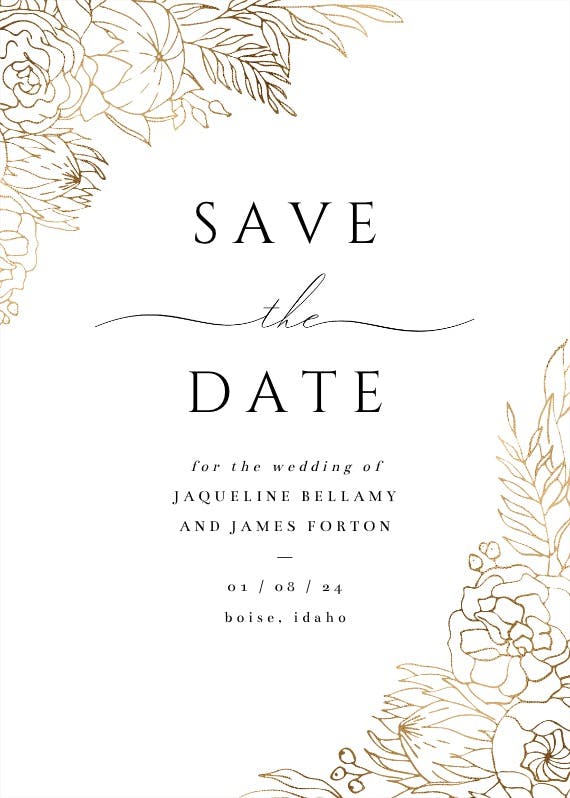 Gilded lines - save the date card