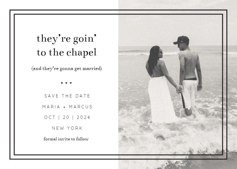 Going to the chapel - save the date card
