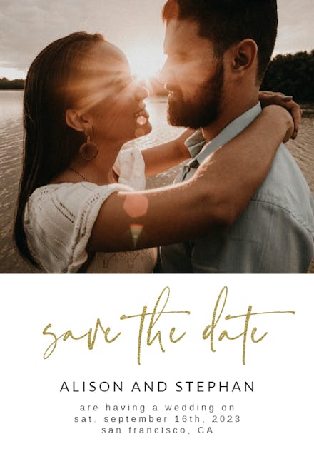 Gold Handwritten Love - Save the Date Card