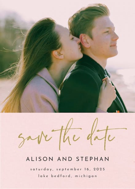 Gold handwritten love - save the date card