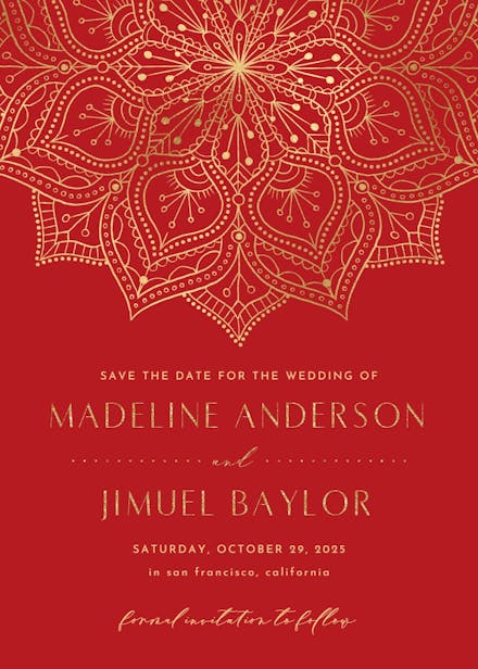 Gold mandala - save the date card