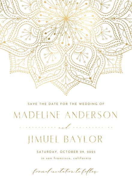 Gold mandala - save the date card