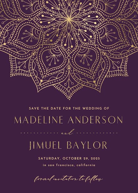 Gold mandala - save the date card