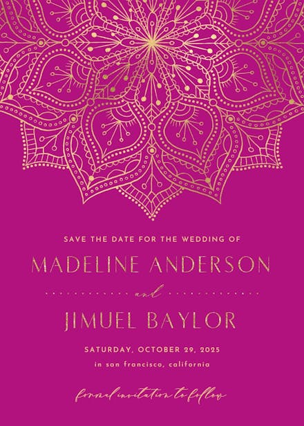 Gold mandala - save the date card