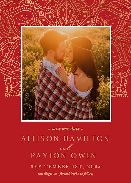 Gold mandalas - save the date card