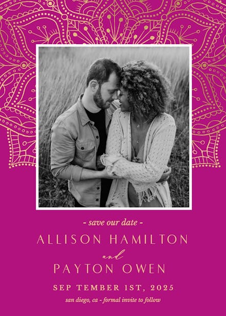 Gold mandalas - save the date card