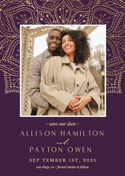 Gold mandalas - save the date card