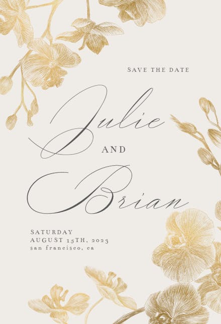 Gold Orchids - Save the Date Card