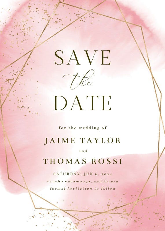 Gold polygon - save the date card
