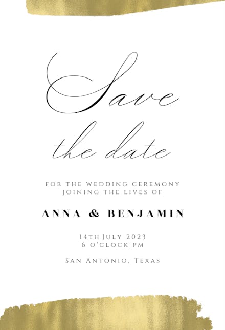 Golden brush strokes - Save the Date Card
