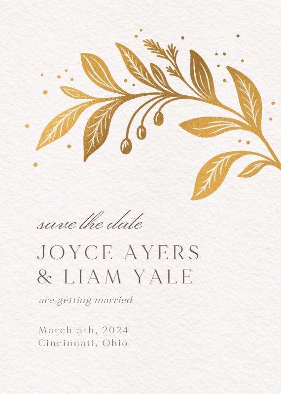 Golden flora - save the date card