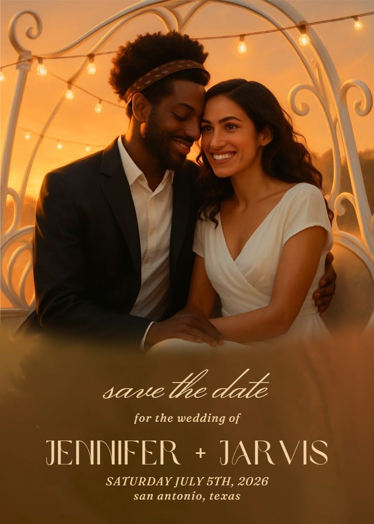 Golden hour whispers - save the date card