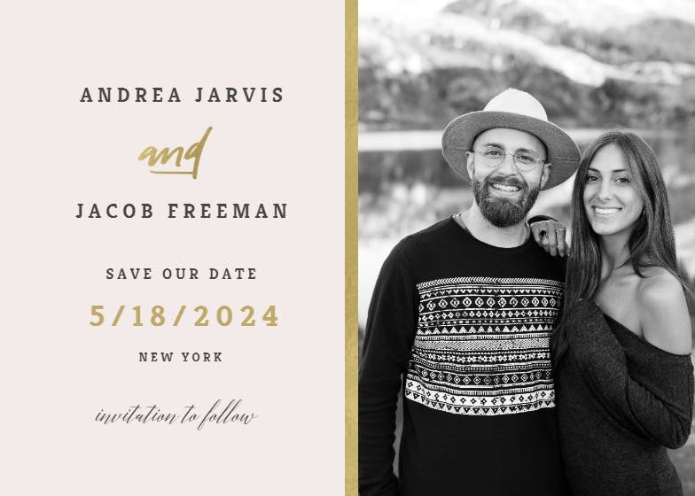 Golden line - save the date card