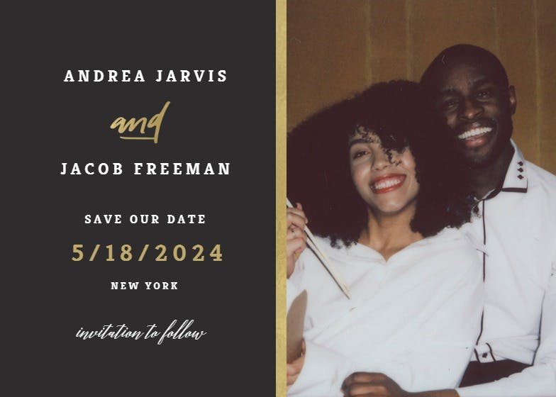 Golden line - save the date card