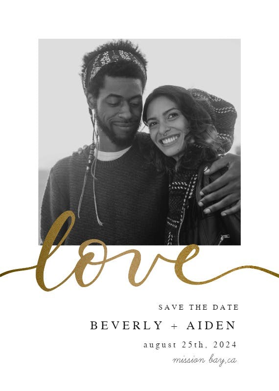 Golden love - save the date card