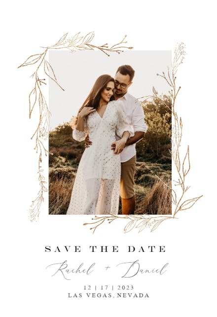 Golden outline branches - Save the Date Card