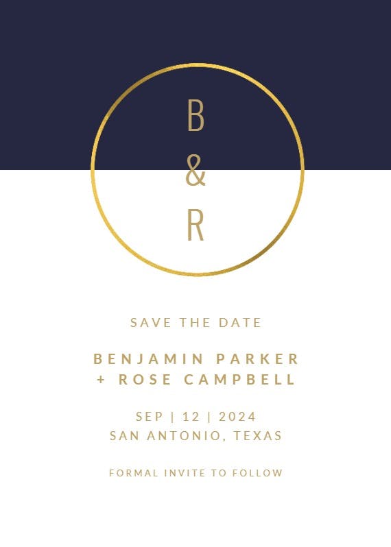 Golden ring - save the date card