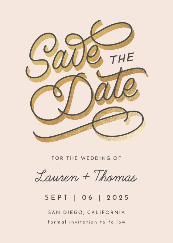 Golden shadow - save the date card
