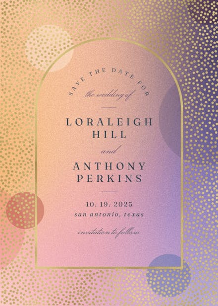 Gradient arched window - save the date card