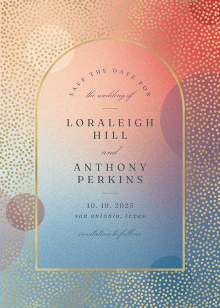 Gradient arched window - save the date card