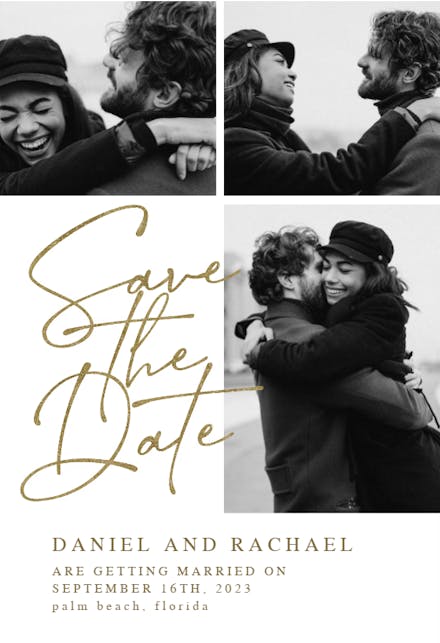 Handwriten with gold - Save the Date Card