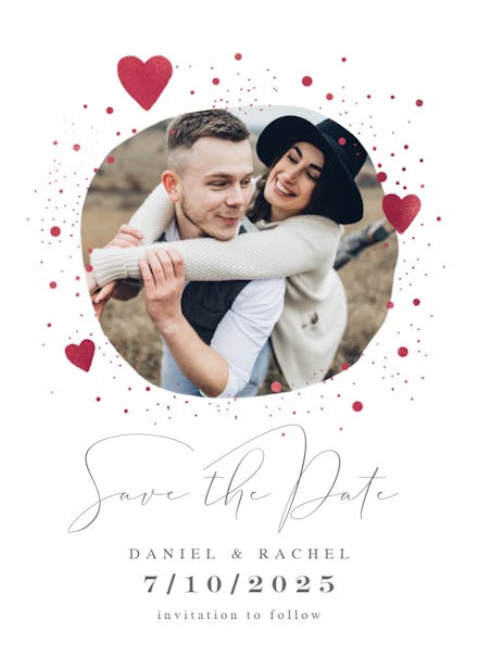 Hearts and dots - save the date card