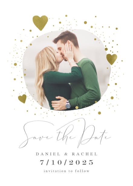 Hearts and dots - save the date card