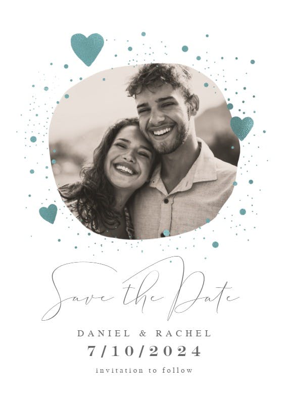 Hearts and dots - save the date card