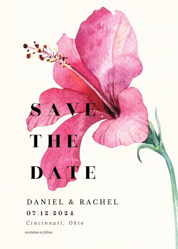 Hibiscus - save the date card