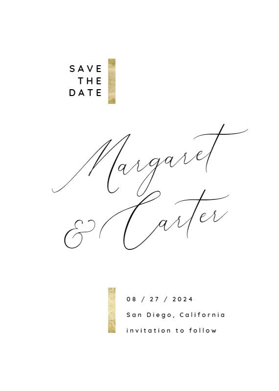 Hints of gold - save the date card