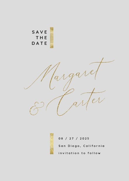 Hints of gold - save the date card