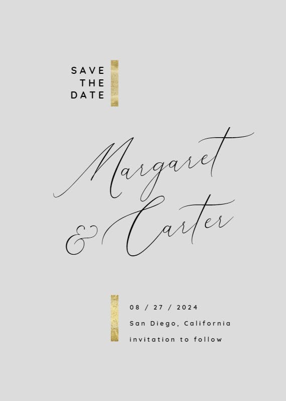 Hints of gold - save the date card