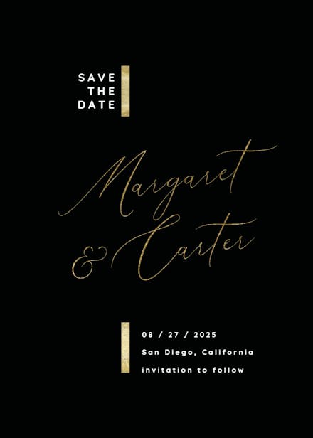 Hints of gold - save the date card