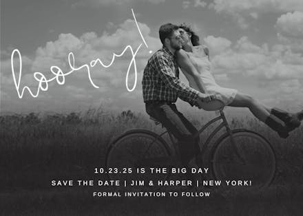 Hooray! - save the date card