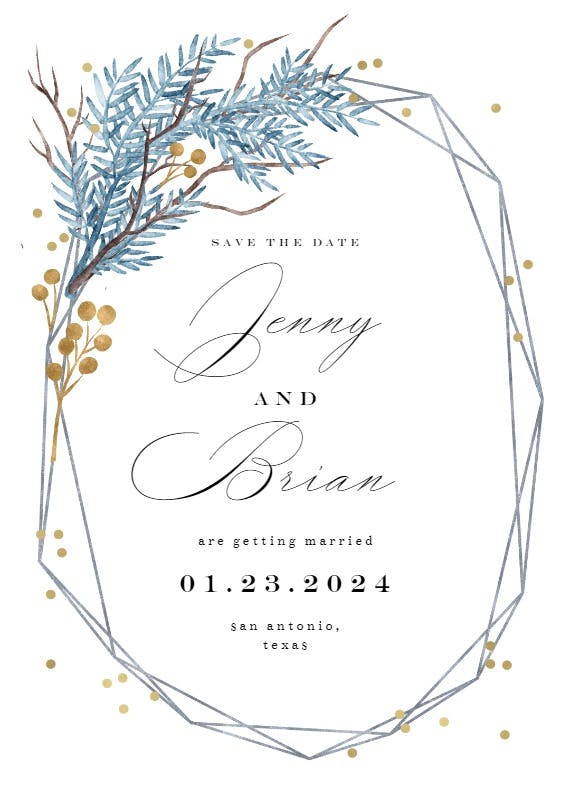 Iced frame - save the date card