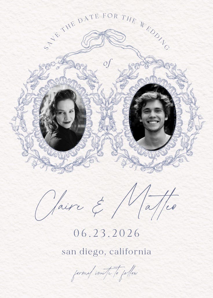 Illustrated lockets - save the date card