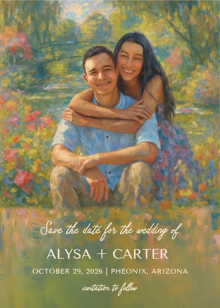 Impressionism love - save the date card