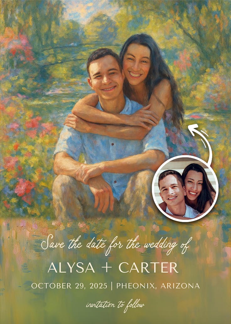 Impressionism love - save the date card