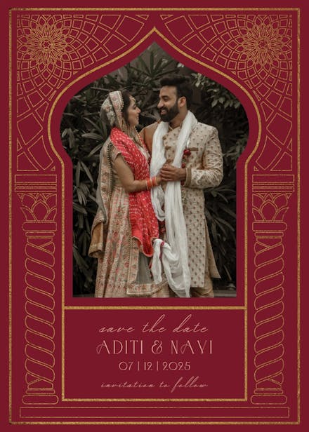 Indian pillars - save the date card