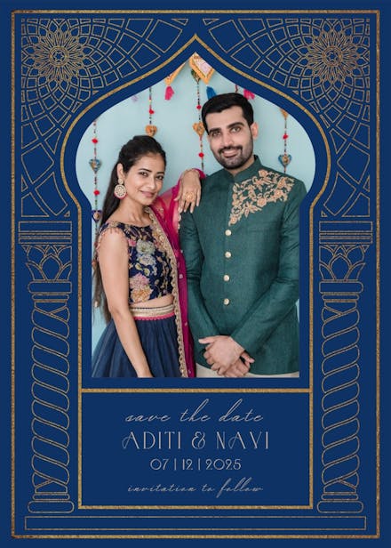 Indian pillars - save the date card